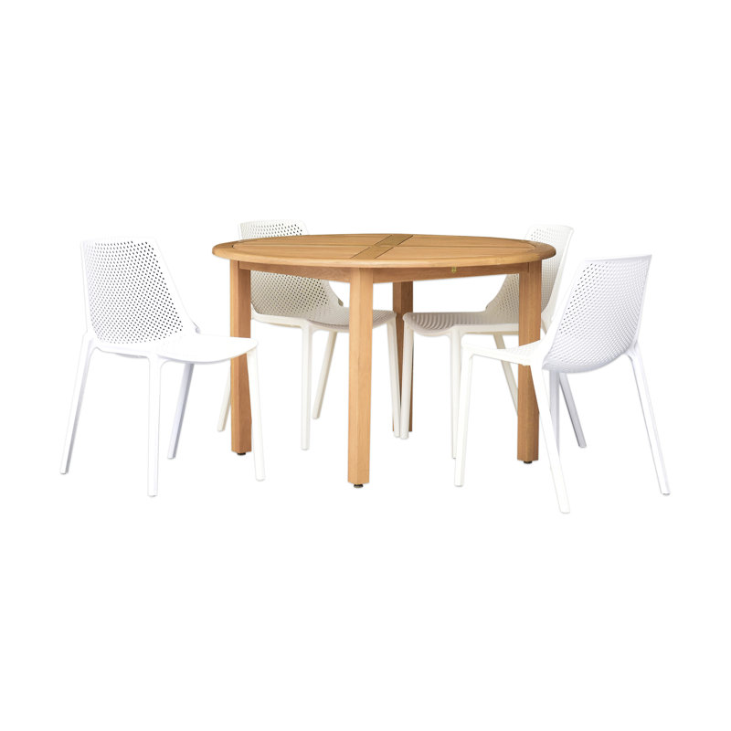 Anautica 4 - Person Patio Dining Set with Round Table, White
