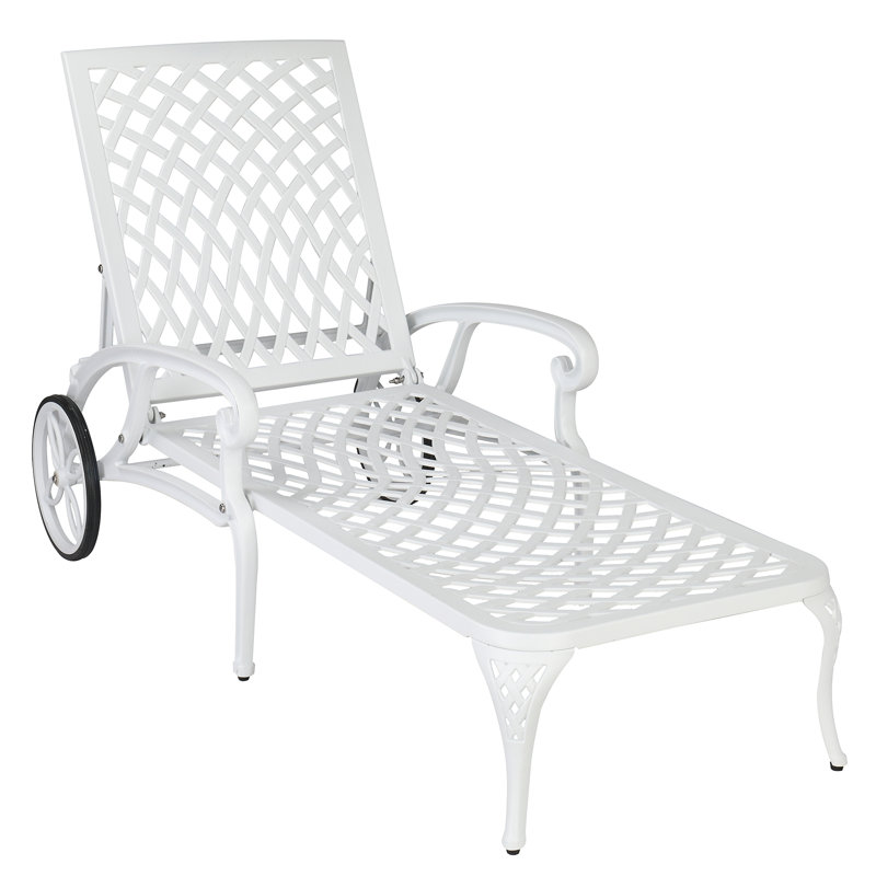 Dashani Outdoor Metal Chaise Lounge, White