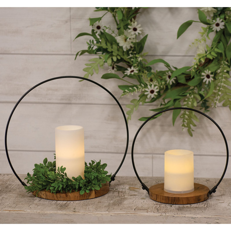 Ensemble de 2 chandeliers halo en bois et fer