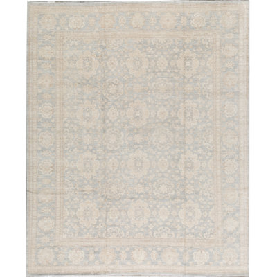 Wool Oriental Area Rug in Light Blue/Brown