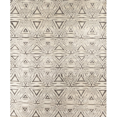 Xerxes Geometric Hand-Knotted Wool Cream/Gray Area Rug