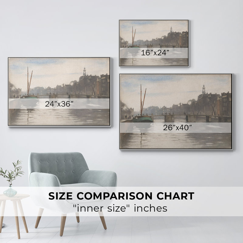 Paysage rétro - CCCLVI, Toile encadrée flottée blanche, H 17 po x l 25 po x P 2 po