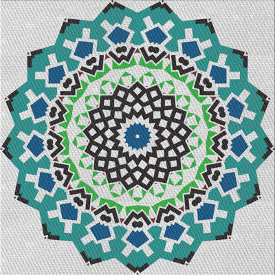 Tapis bleu/vert tissé à la machine