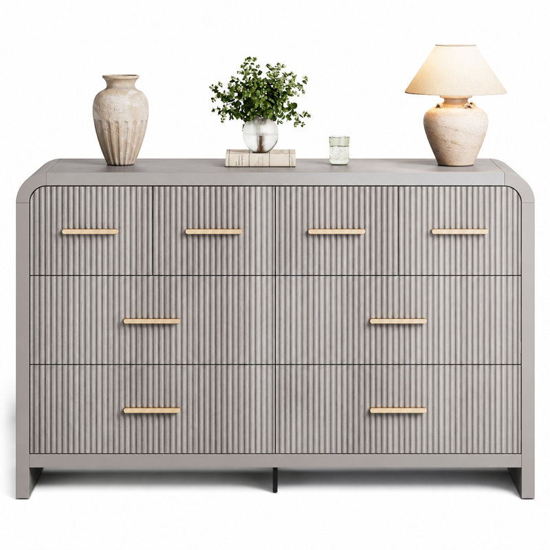 Commode 17 tiroirs cannelée 17 Stories, Gris