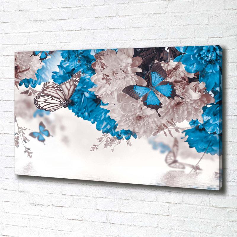 Flowers And Butterflies - Wrapped Canvas Print