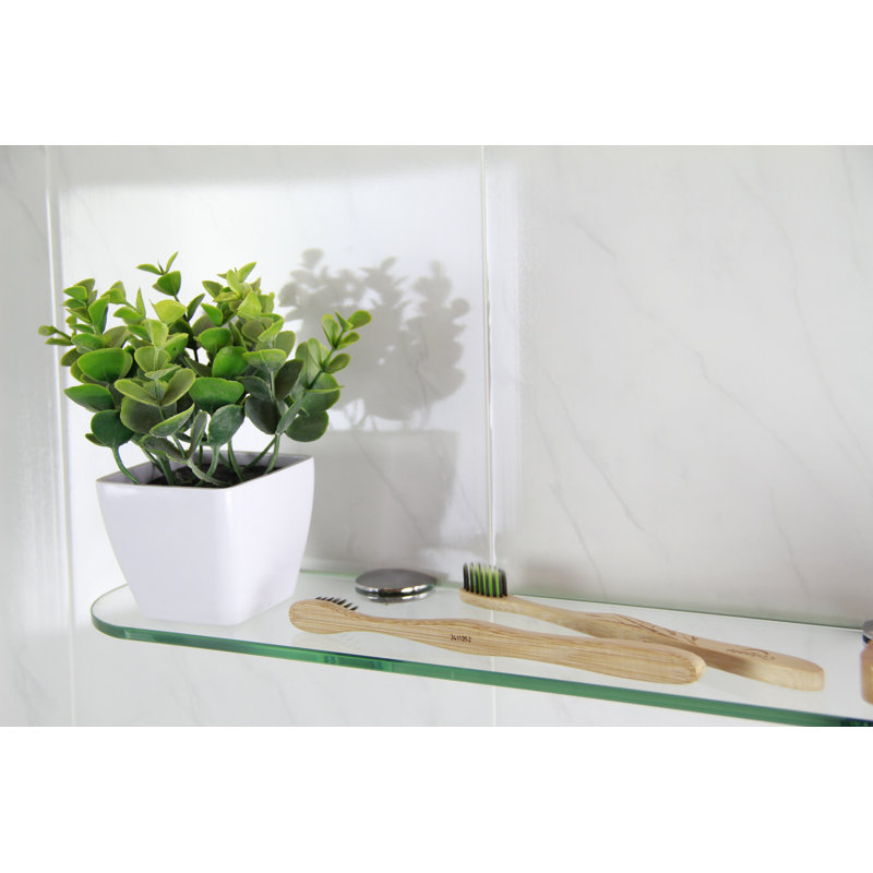 Fanni Glass Floating Shelf with Adjustable Shelves, Clear, 0.6cm H x 50cm W x 10cm D