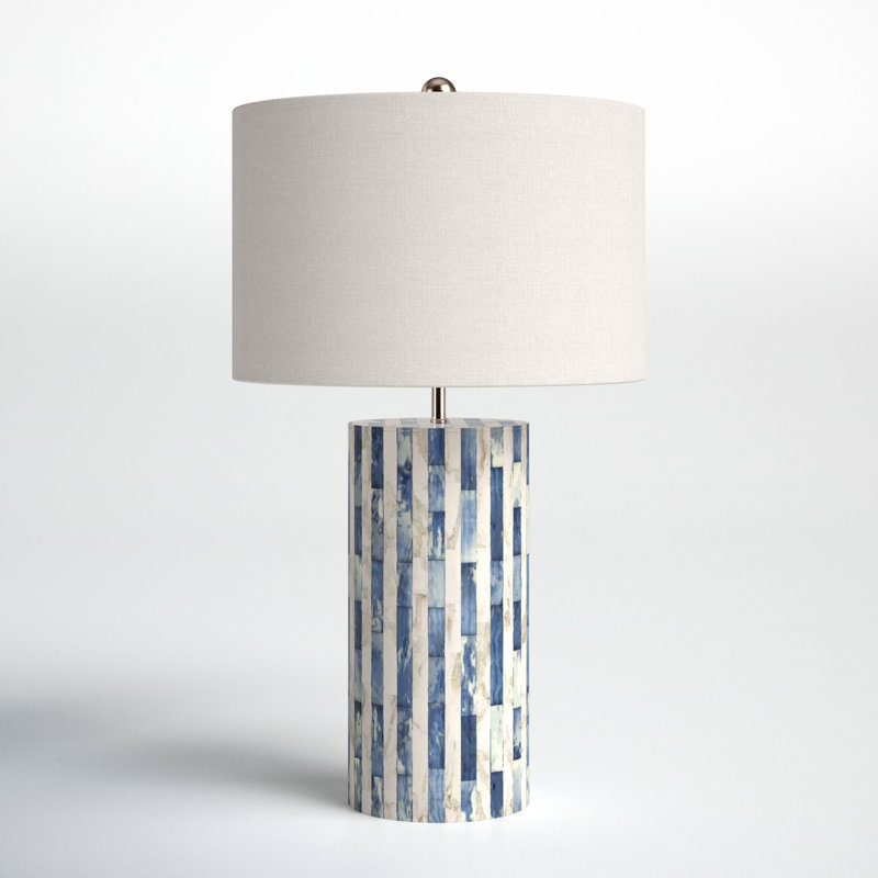 Patterson Bone Inlay Table Lamp, Blue/Off White