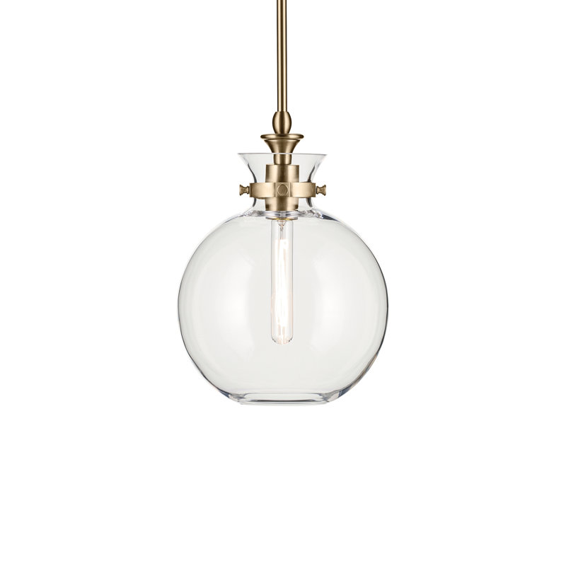 1 Light Pendant with Clear Glass, Bronze, Clear, 14.5" H x 10.25" W