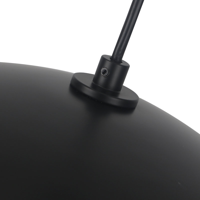 Luminaire suspendu dôme noir réglable 15,75 po, Noir mat