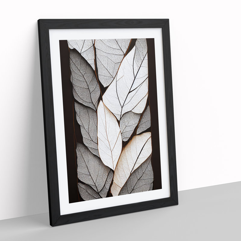 Cracked Leaves Abstract - Single Picture Frame Painting, Black Framed, 64cm H x 46cm W x 2cm D