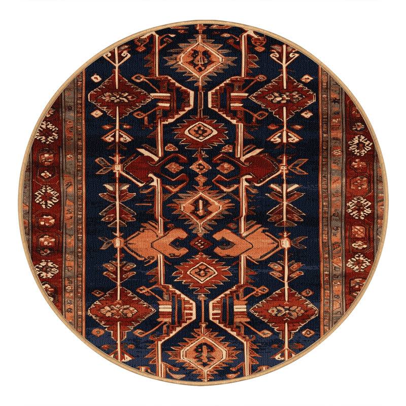 Tapis brun lavable à la machine, Rond 5 pi