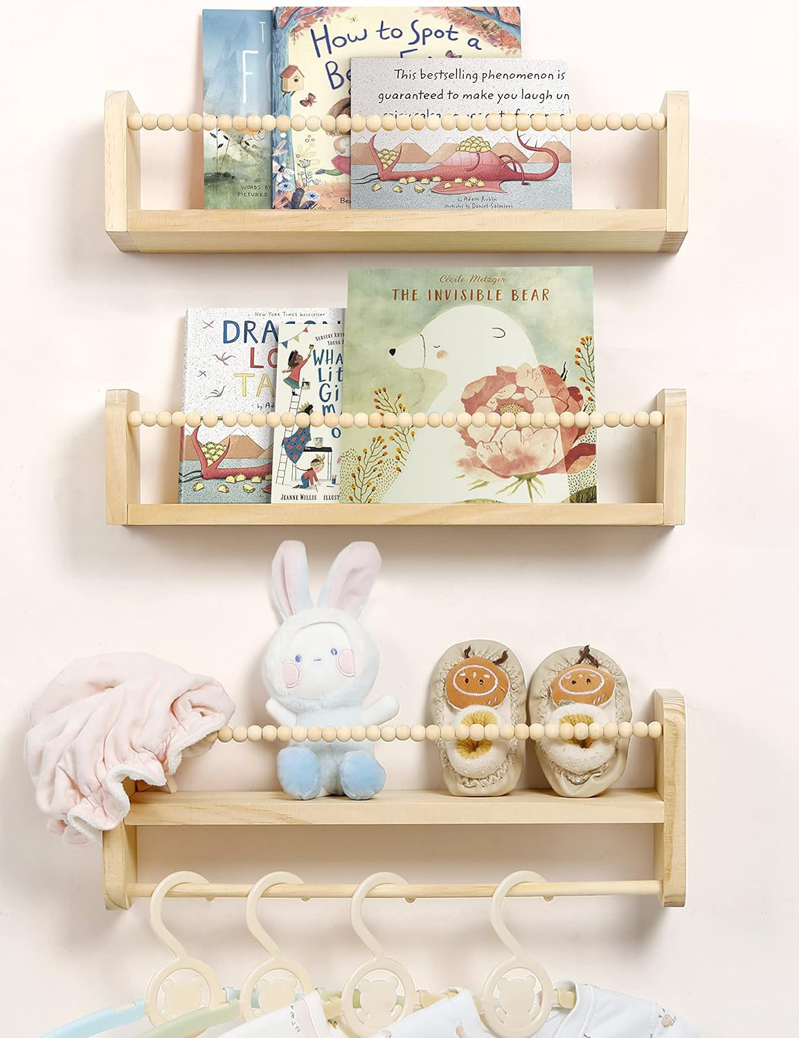 Bloomsbury Market Natural Wood Nursery Floating Shelves Set of