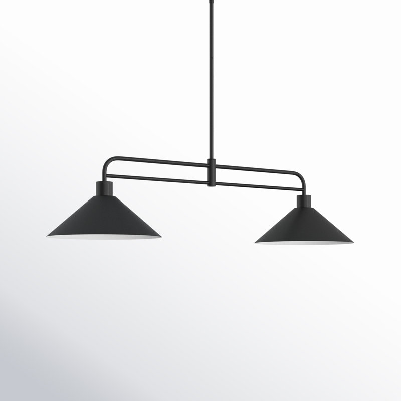 Black Metal 2-Light Industrial Linear Pendant