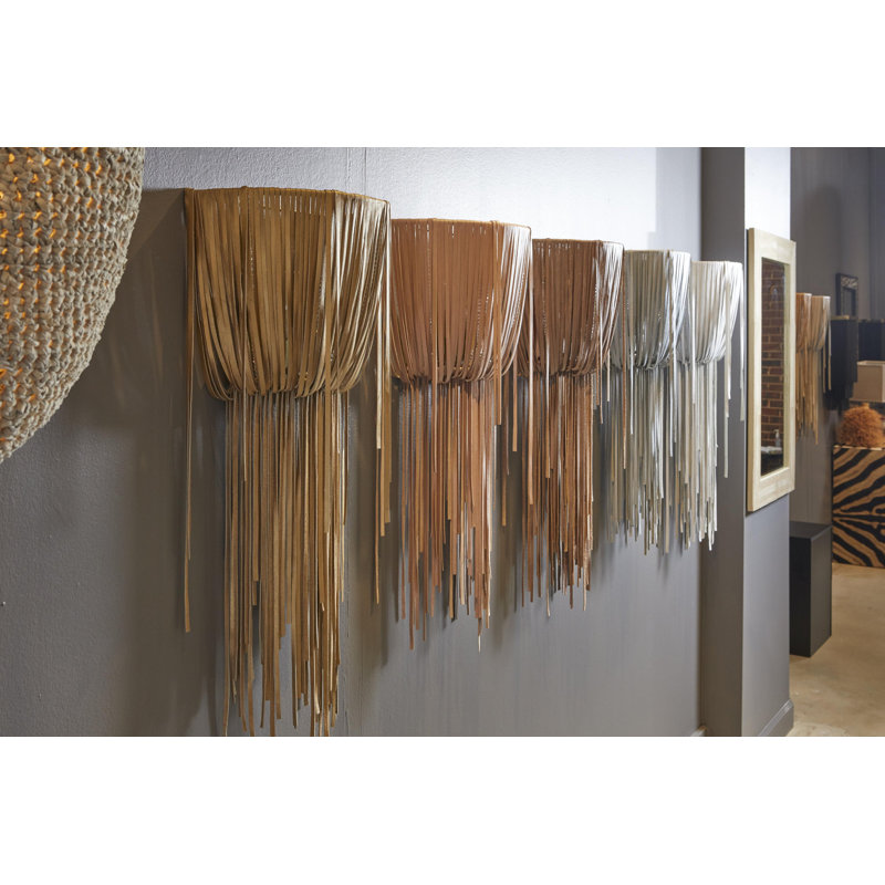 Leather Fringe Wall Sconce, Cream