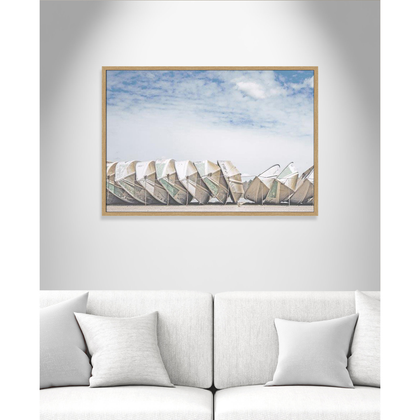 Hennecy "Wooden Boats" Print by Leah Straatsma, 29.5" H x 41.5" W x 1.25" D, Natural