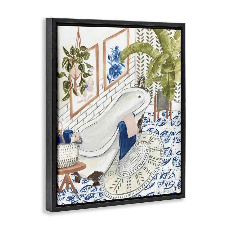 «Boho Chic Bathaign Brown», encadrée par Floater, Cadre flottant noir de jais, H 21 po x l 17 po