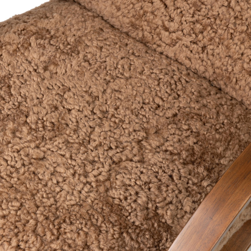 Tobin Upholstered Armchair, Amber Shearling, Terra Brown Parawood
