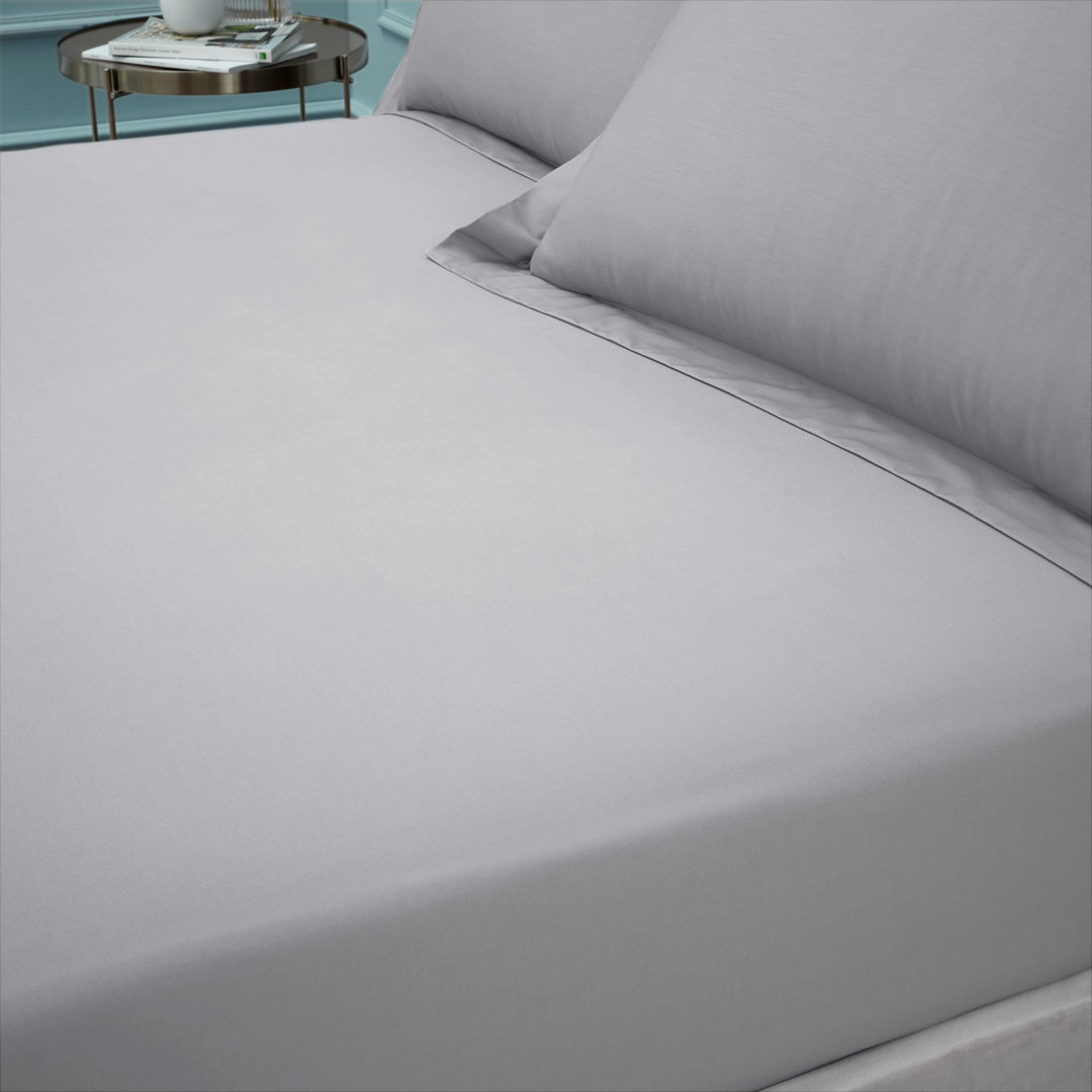 Bianca 180 Thread Count Egyptian Cotton Double Fitted Sheet Silver Grey - Image 4