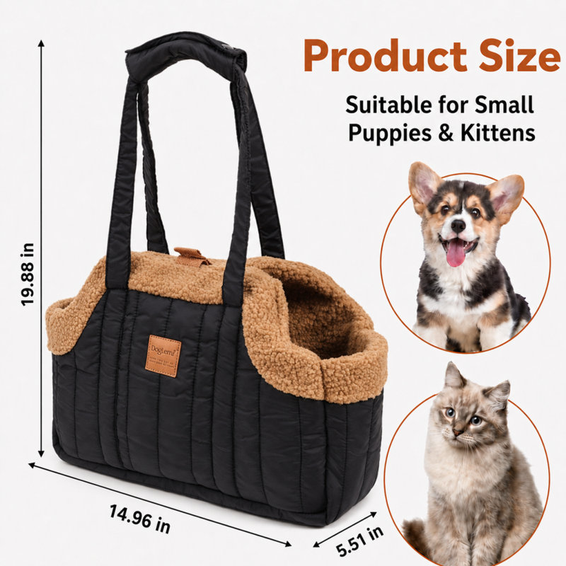 Sac de transport pour animaux de compagnie à doublure souple Winter, Noir