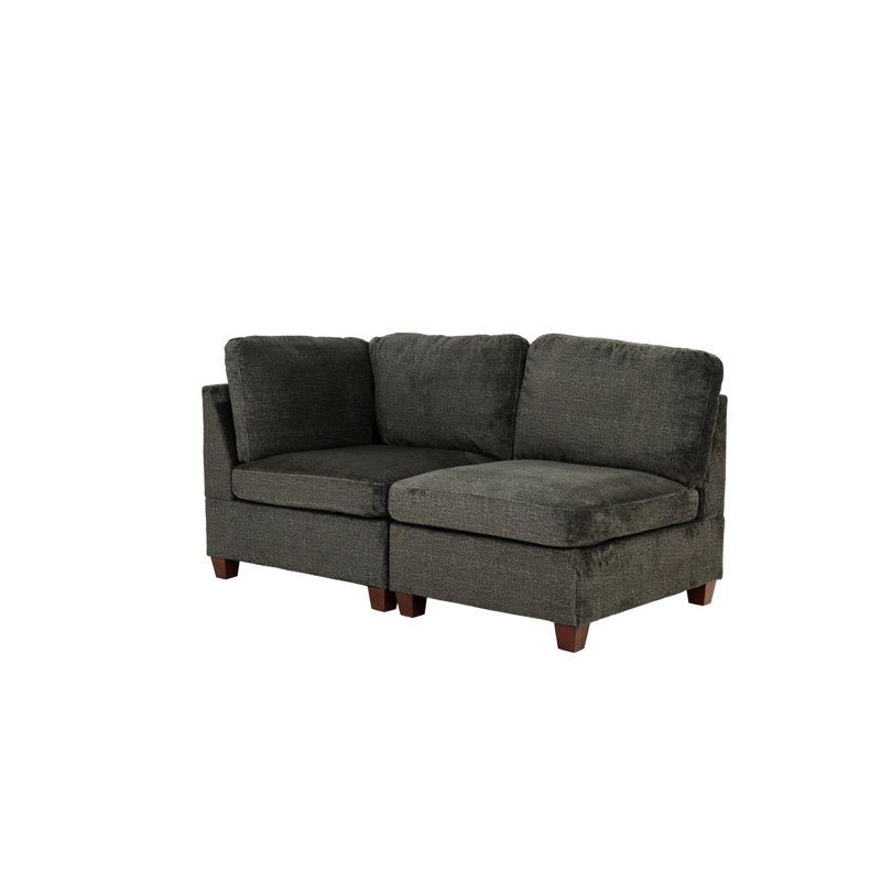 Modulaire - Chaises en tissu de chenille gris 2 pièces pour salon avec assise ferme coussinée