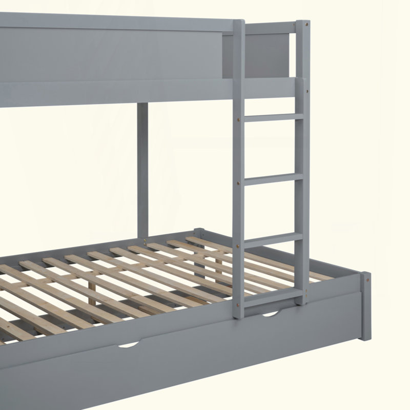 Bunk Bed With Twin Size Trundle, Storage And Desk, Grey