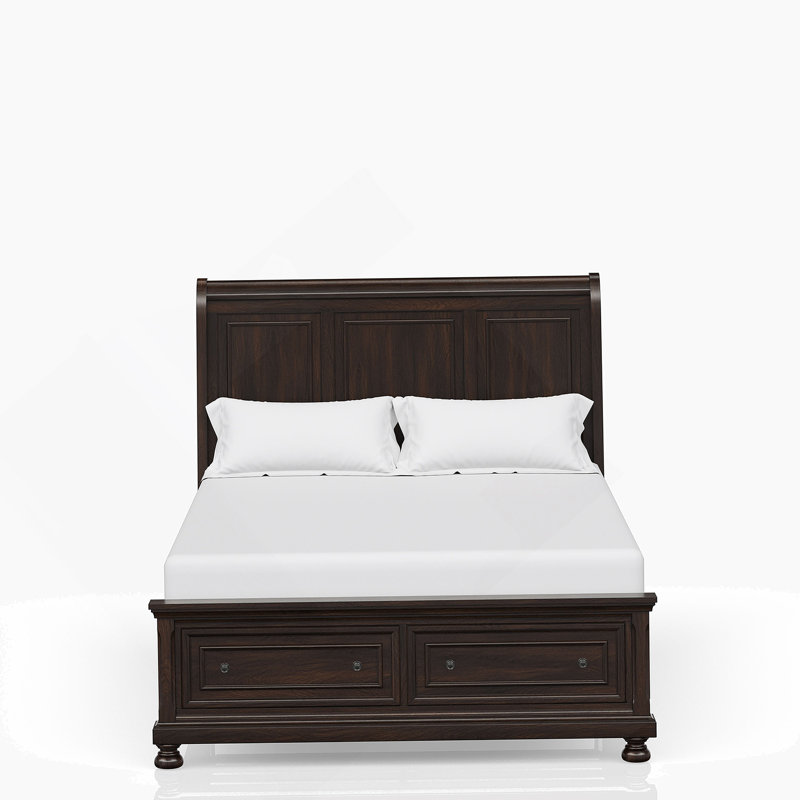 Grand lit de rangement en cerisier foncé, Cerisier, Grand lit