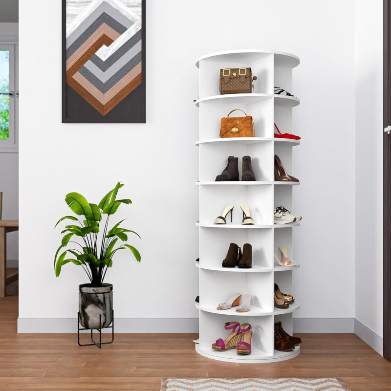 Trey 7-Tier Rotating Shoe Rack Tower, 63.38" H x 23.62" W x 23.62" D