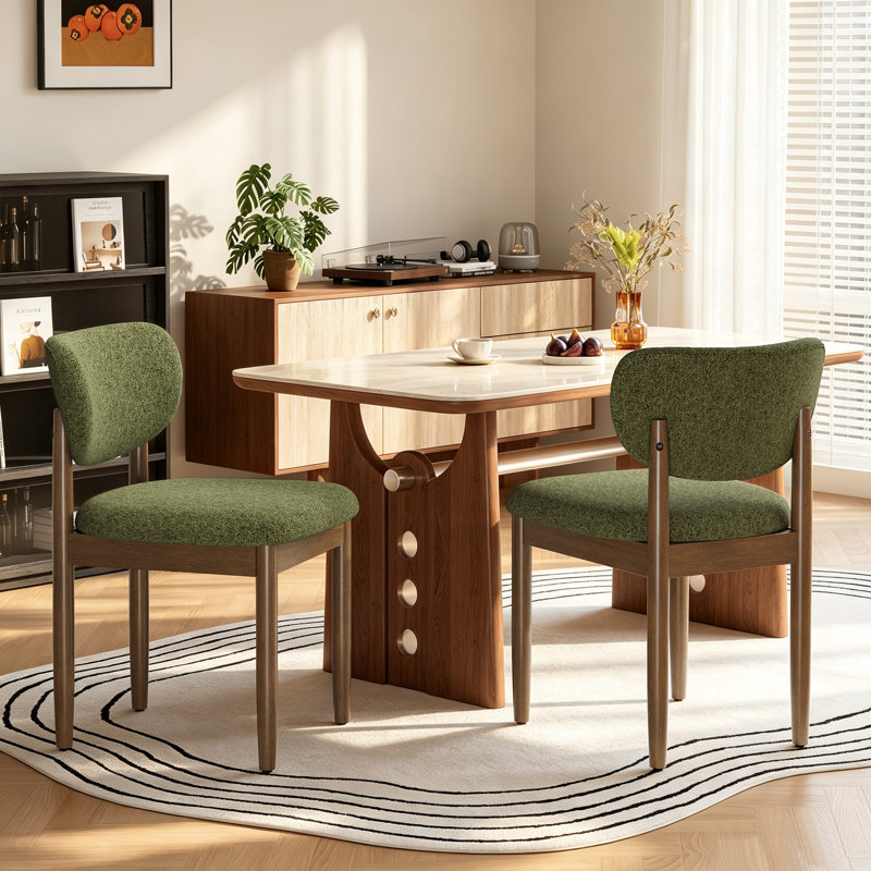 Chaise d'appoint rembourrée en bois massif, Vert
