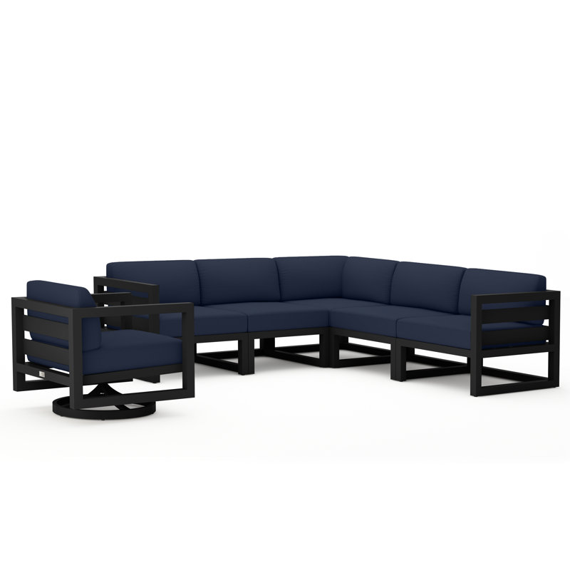 Ensemble modulaire 6 pièces avec pivot Rugiatu, Noir, Spectre indigo Sunbrella®
