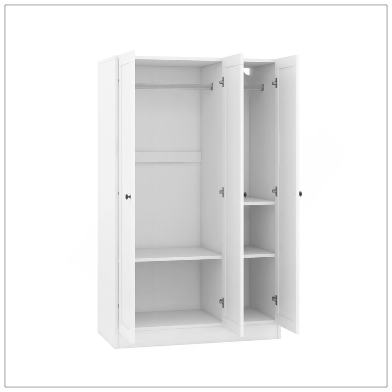 Armoire à 3 portes avec tablettes, Blanc