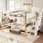 Full Wood Loft Bed with Storage Shelves & Clothes Hook, Space-Saving Kids Bed Frame with Under-Bed Room, Beige & Natural-1699600280
