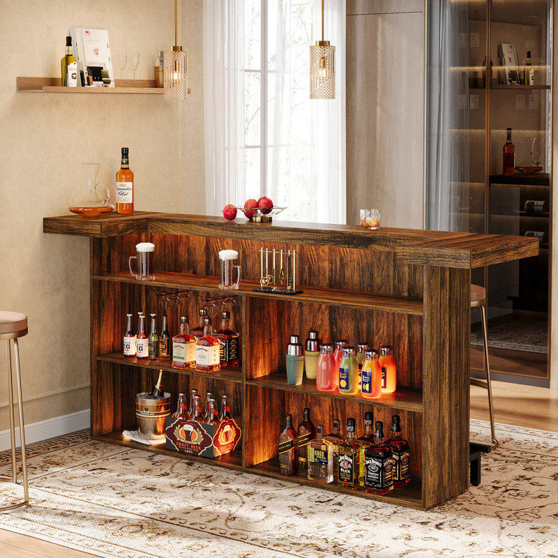 Bar 70,9 "à 4 niveaux, bar personnel, Brun rustique