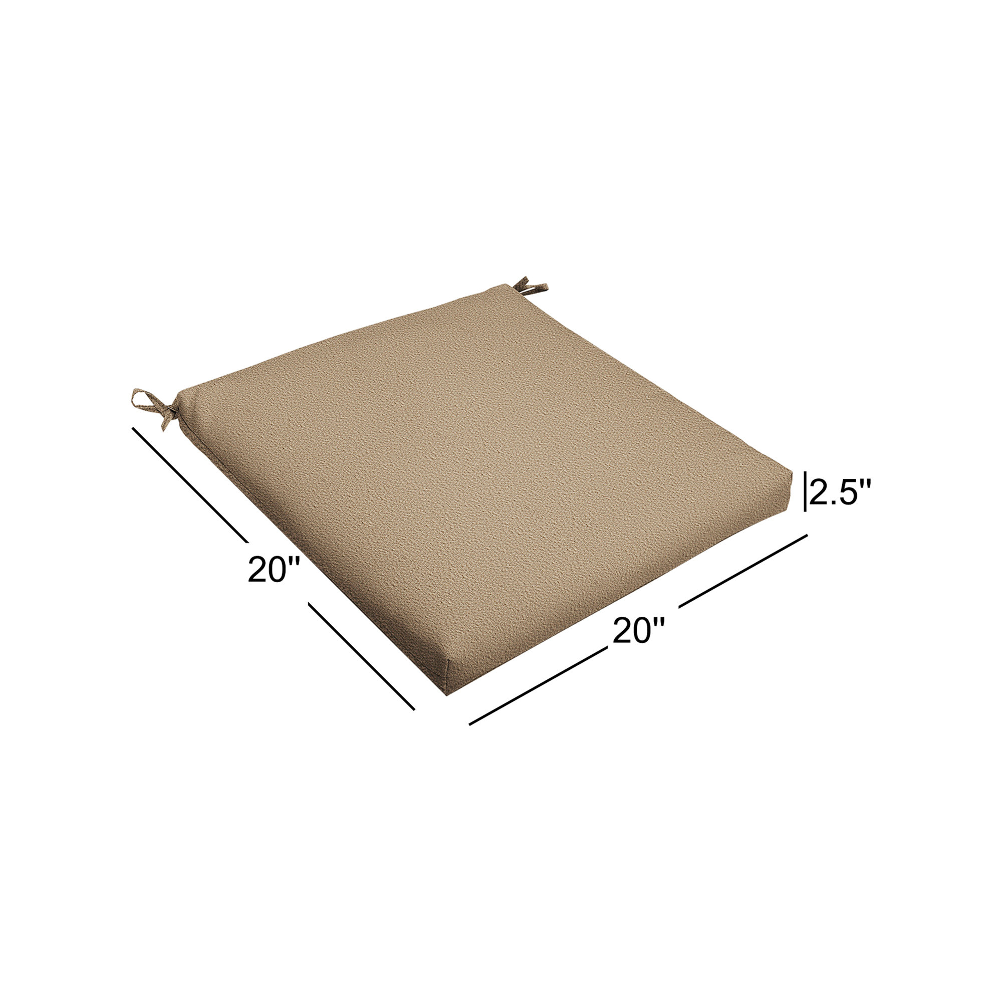 Outdoor Dining Chair Cushion, 20" x 20", Tan