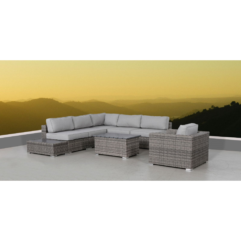 Tarin Fully Assembled 5 - Person Seating Group with Cushions, Olefin Gray, Mixed Gray