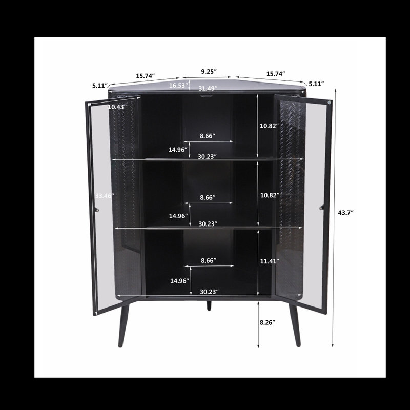 ??Corner Storage Wine Cabinet – Tempered Glass, Space-Saving, Multi-Functional?