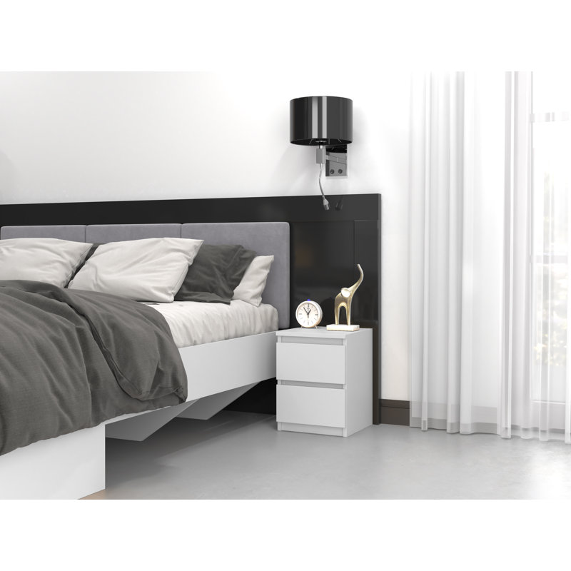 Delancey 30cm W Manufactured Wood Bedside Table, White