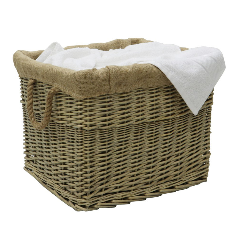 Hand Woven Wicker Laundry Basket with Handles