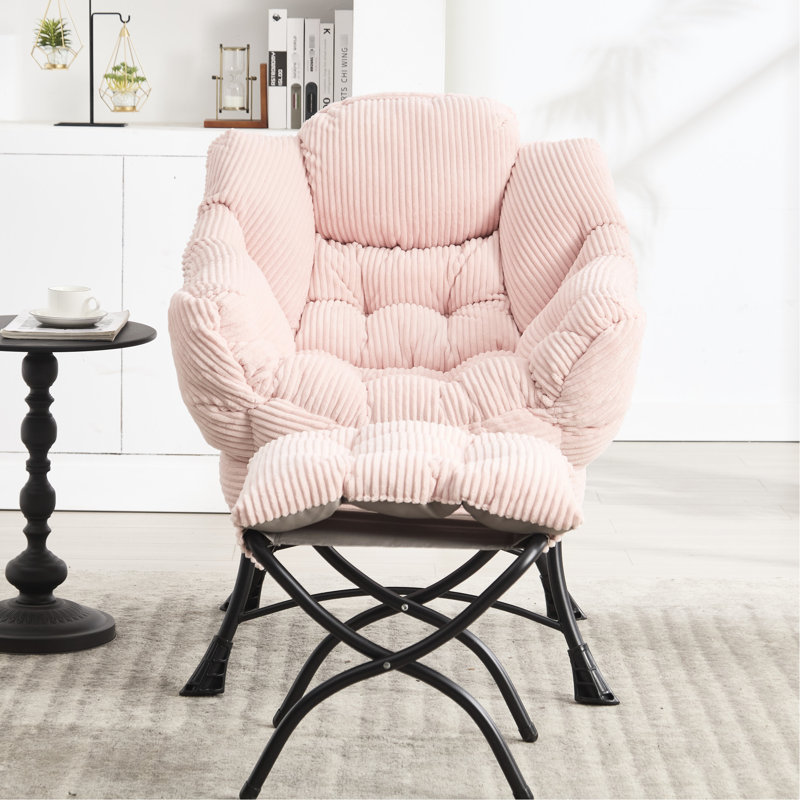 Chaise paresseuse rose avec structure et design confortable, pour salle de jeux, étable de lecture moderne, rangement latéral