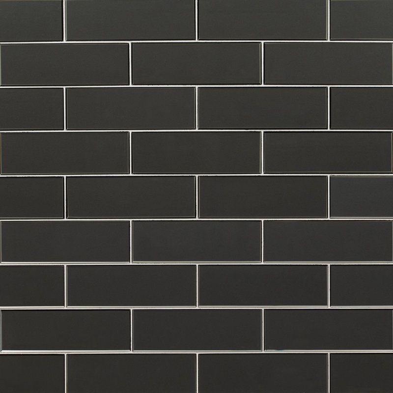 Rivella Subway 4 in. x 12 in. Glossy Glass Mosaic Wall Tile, Metallic Gray