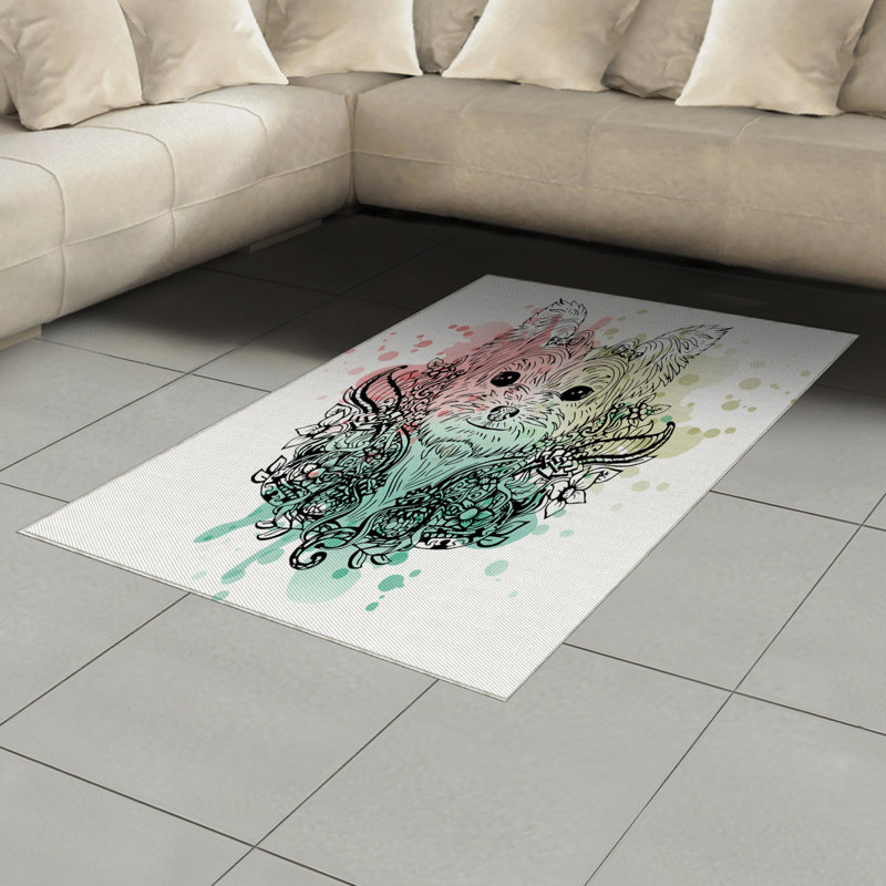Tapis décoratif en fibre de polyester à haute densité Yorkie, Rectangle— 4 pi x 5 pi 8 po