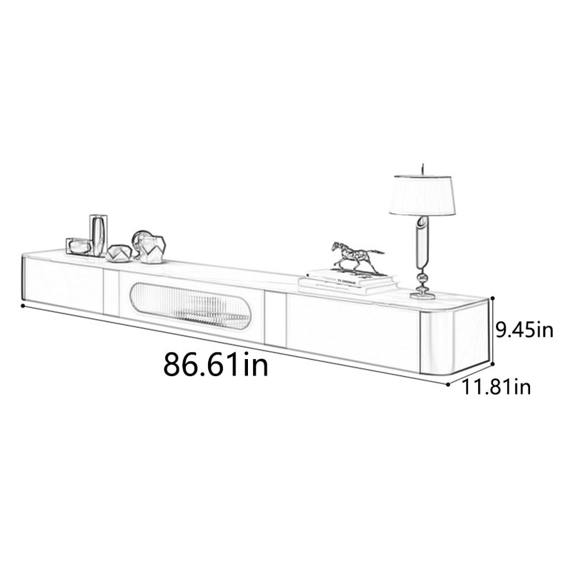 Solid wood high-end creative rock panel TV cabinet, 86.61"