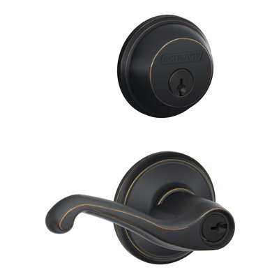 Flair Entry Lever Set with Single Cylinder Deadbolt