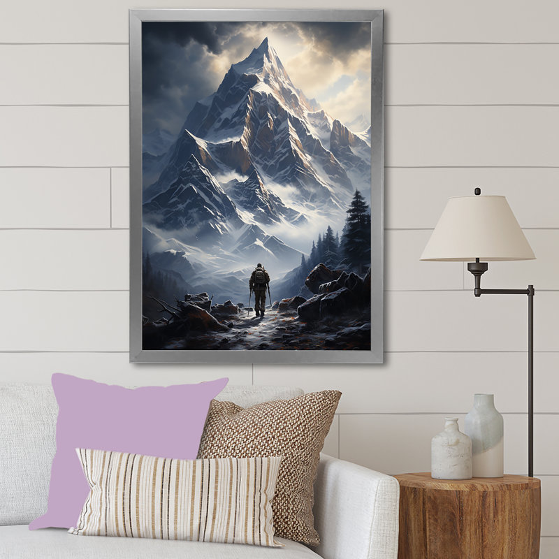 Art mural sur toile, paysage de montagne, H 32 po x l 16 po x P 1 po, Cadre simple argenté