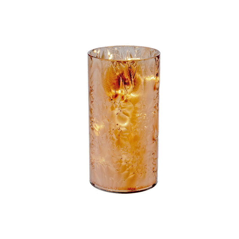 Support à DEL en verre cylindrique, Bronze, H 5,9 po x l 3,5 po x P 3,5 po