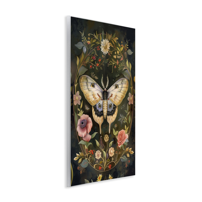 Plaque murale Victorian Botanicals & Moth, design par The Dutch Lady, H 15 po x l 10 po