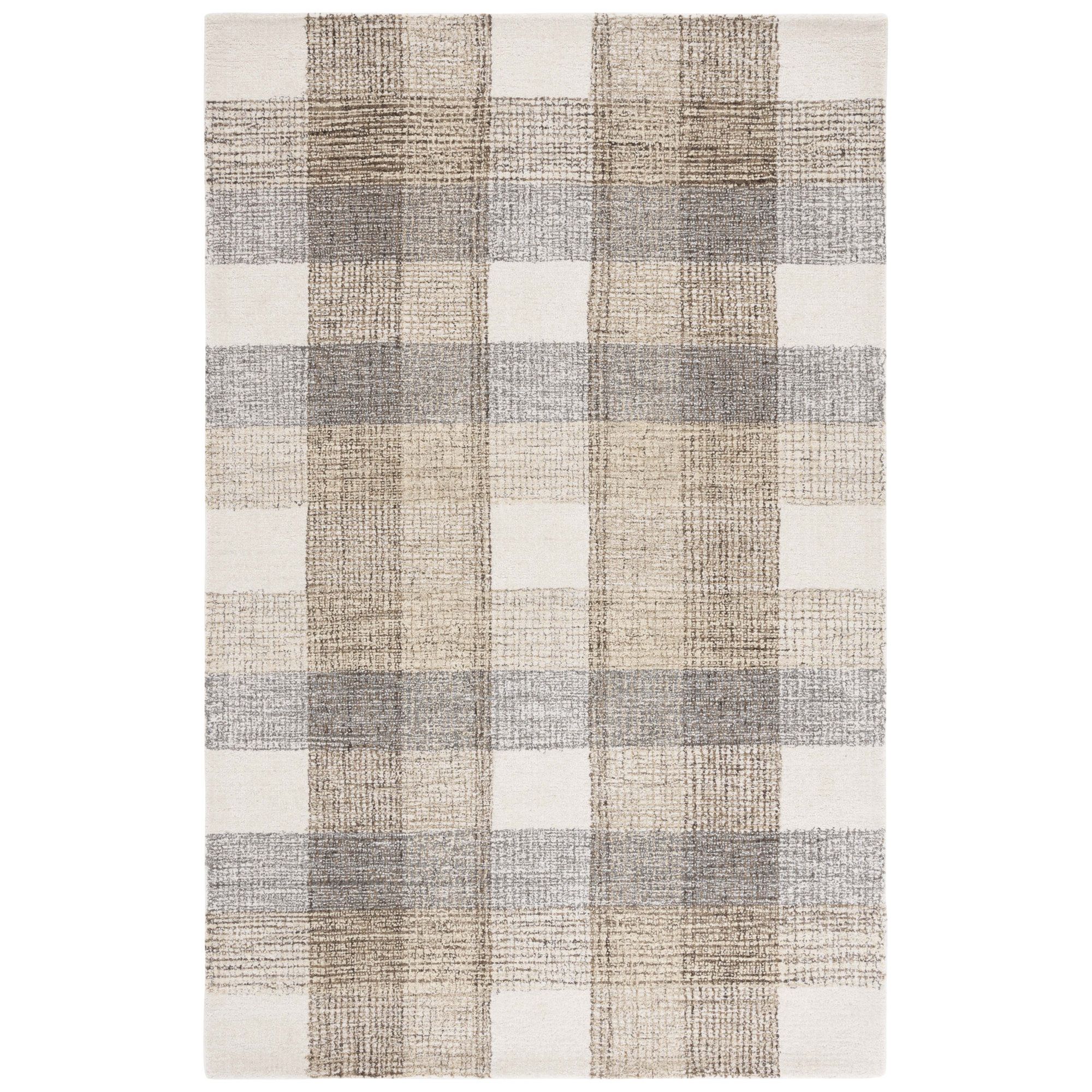 Genre Hand Tufted Wool;Cotton Plaid Rug, Round 6'