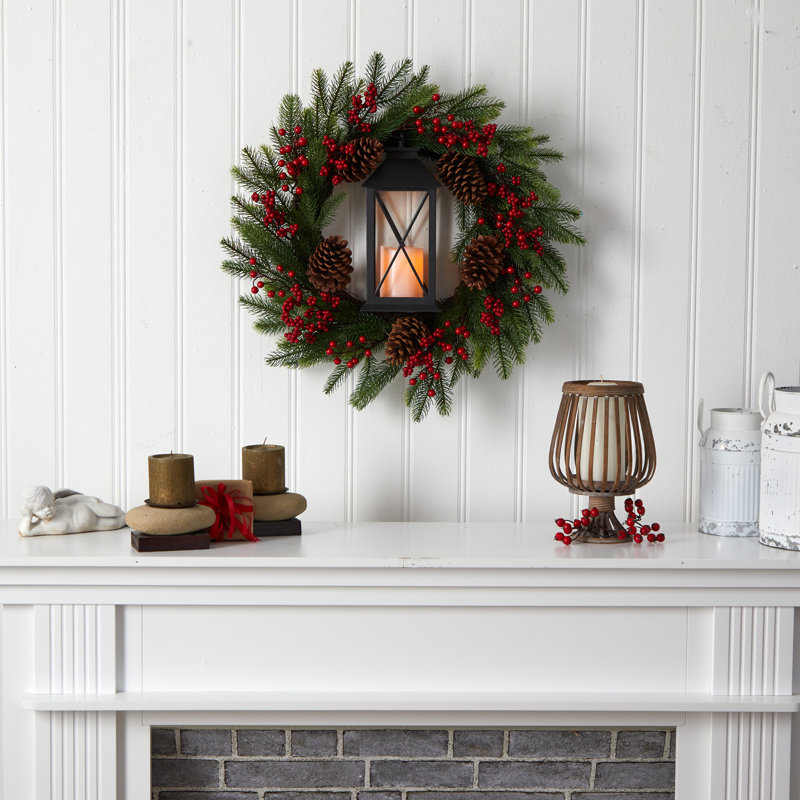Faux Lighted 28'' Wreath