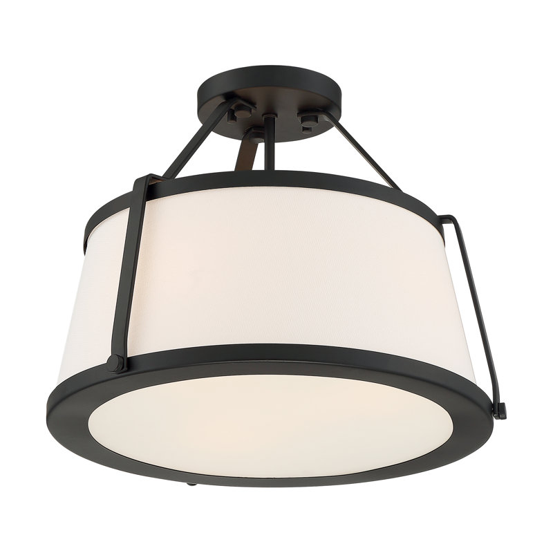 Plafonnier semi-encastré 3 lumières 15,5 po Vonnie, Noir mat