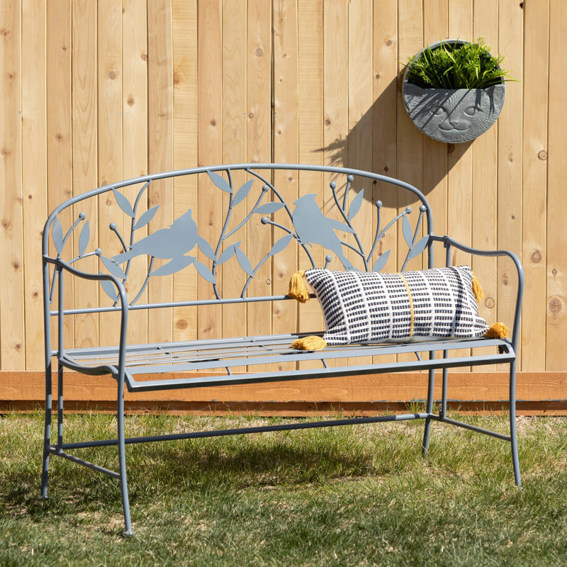 Gray Terrace Iron Outdoor Bench