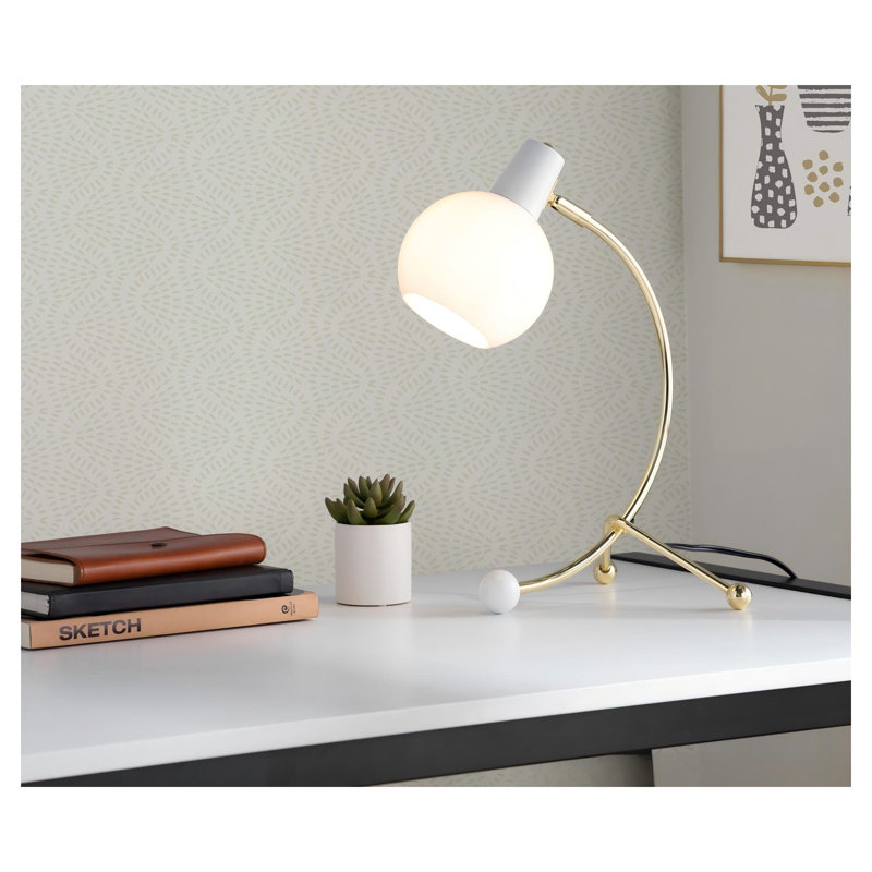 Eileen Contemporary Adjustable Task Lamp with Gold Metal Base and White Plastic Shade